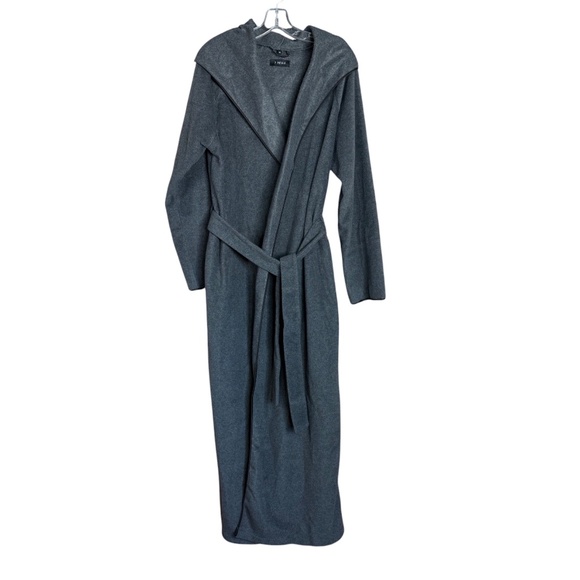 7 Veils Charcoal Gray Micro-Fleece Hooded Floor Length Robe Women's Size XL - Picture 4 of 11